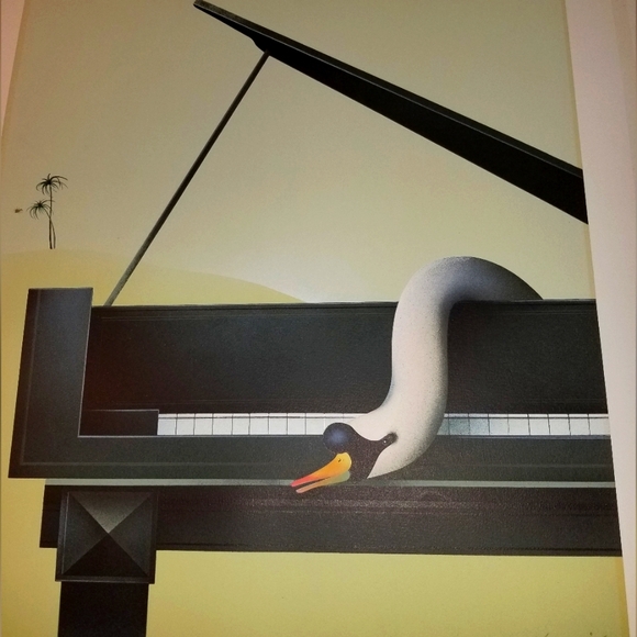 Donadini abstract limited ed.152/175 lithograph SWAN IN GRAND PIANO 20x26 - Picture 1 of 4